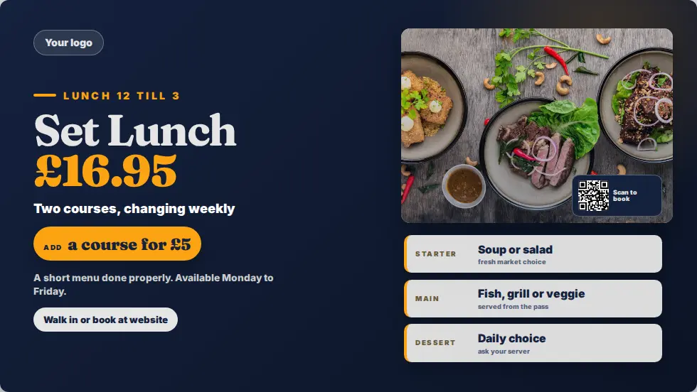 Set lunch menu template